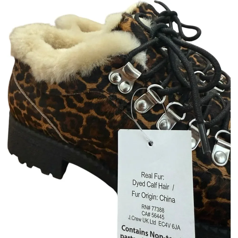 J.Crew Nordic Animal Print Leather Ankle Boots In Calf Hair Size 7